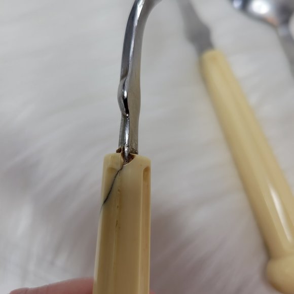 Vintage Oxford Hall Stainless Flatware Iced Tea Spoons Set of 4 Plastic Handle - Picture 6 of 8